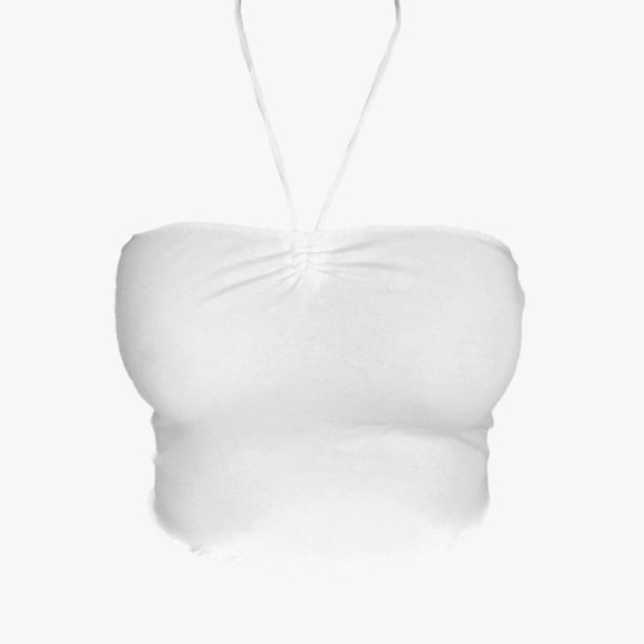 White Halter Y2K Tube Top - Picture 1 of 3
